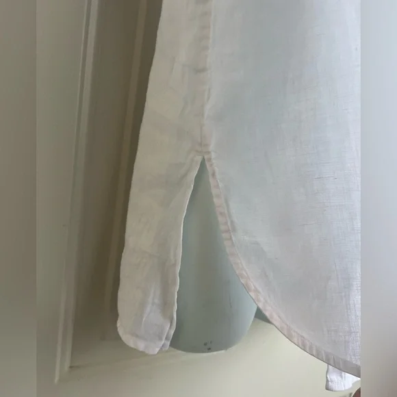 J Jill Love Linen Top – Size S petite White, Sleeveless with Side Buttons - Picture 4 of 8